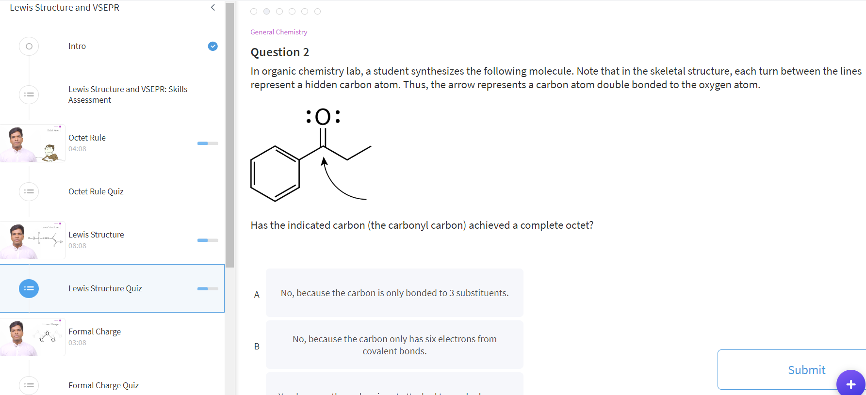 Blueprint MCAT lesson practice question on Lewis structures