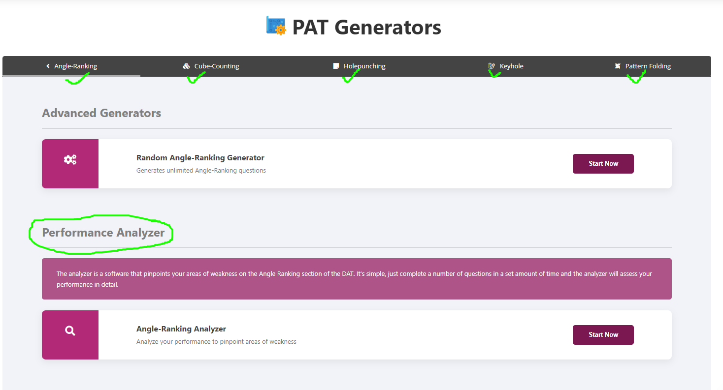 DAT Booster PAT generators page with performance analyzer